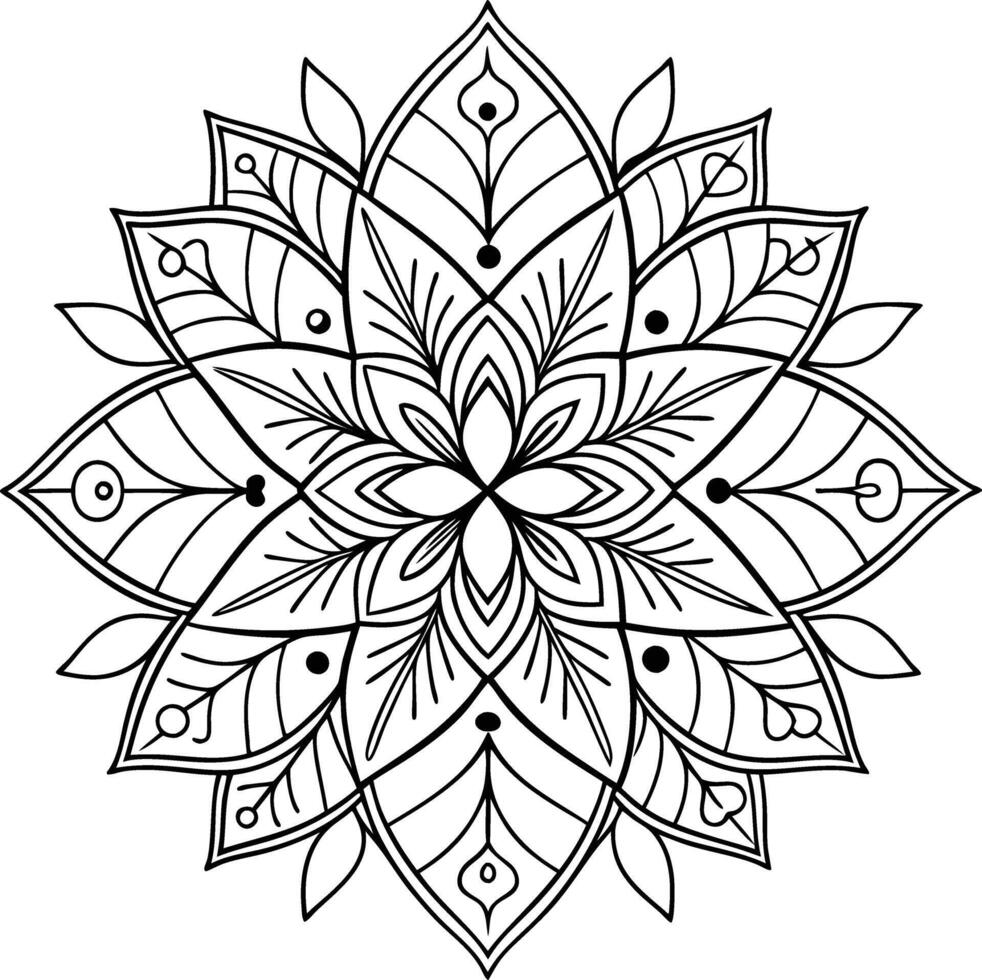 lotus crocus flower line art mandala design vector