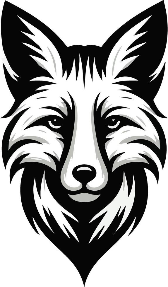 Fox head silhouette style illustrations vector