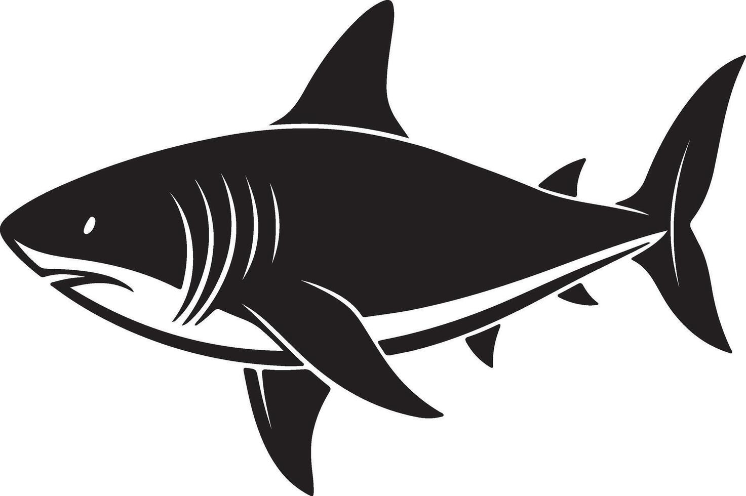 Art and illustration of shark silhouette image vector