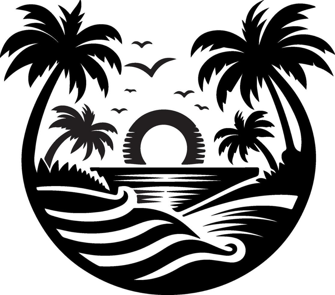 Art and Illustration of Logo style Summer Beach vector