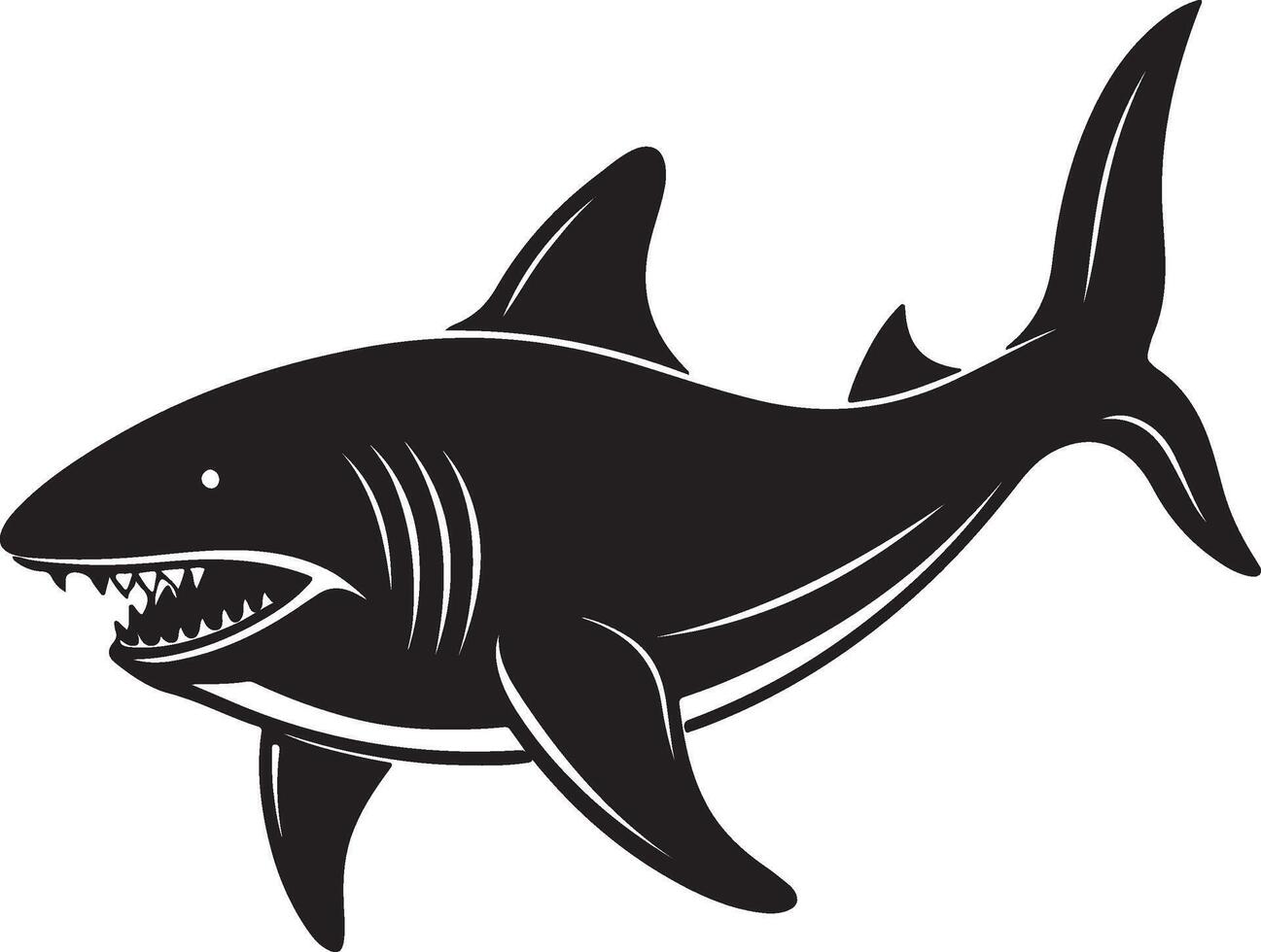 Art and illustration of shark silhouette image vector