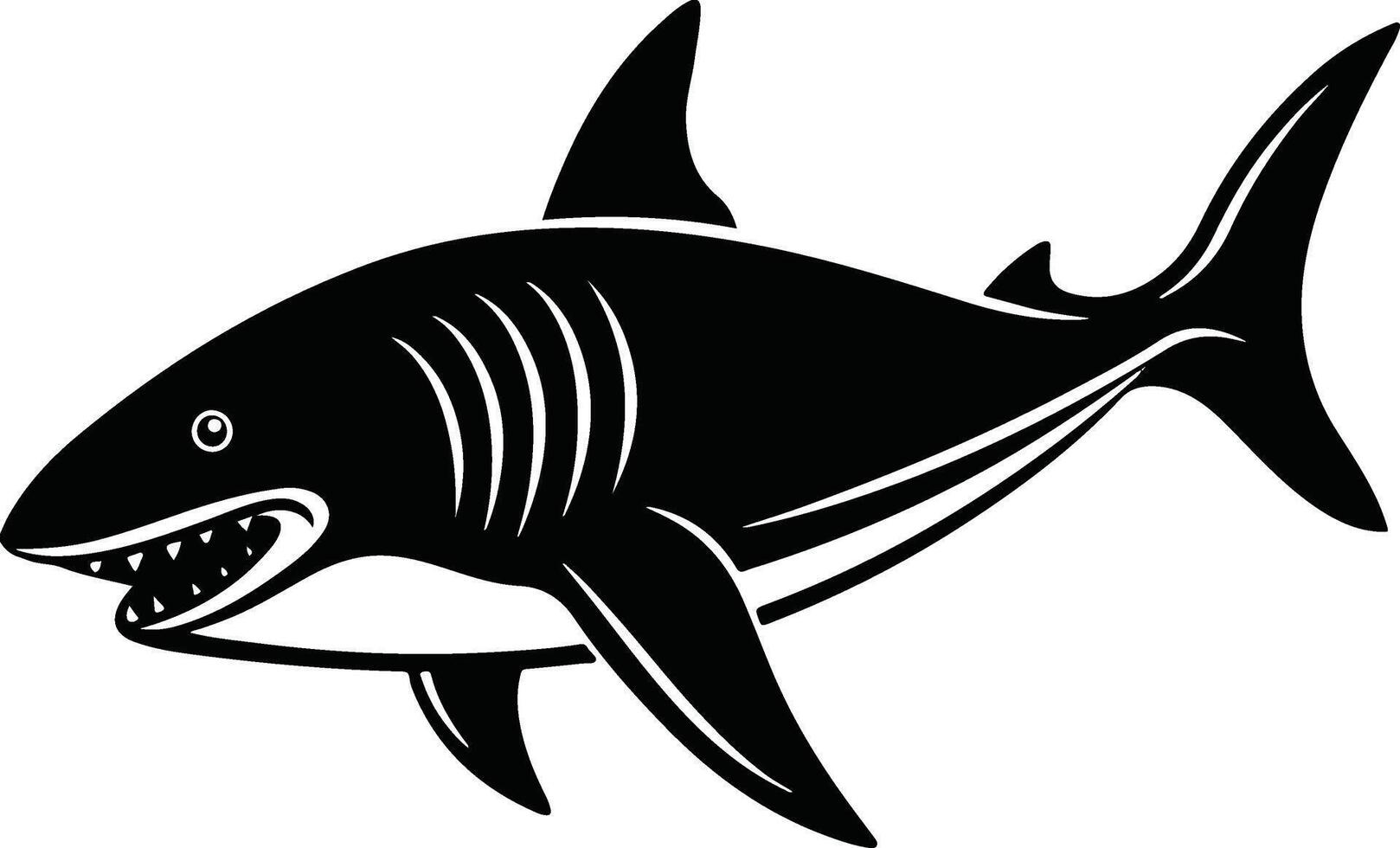 Art and illustration of shark silhouette image vector