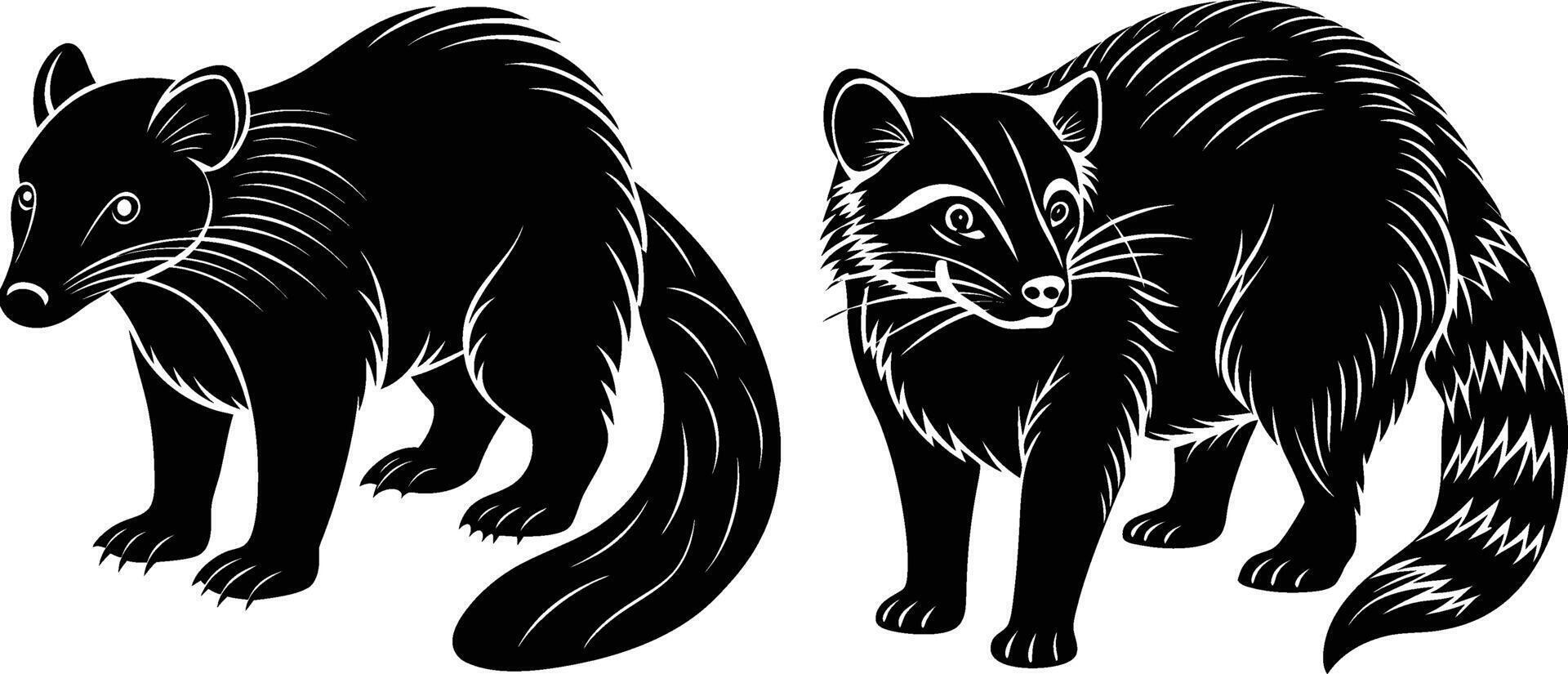Art and Illustration, silhouette image of Binturong vector