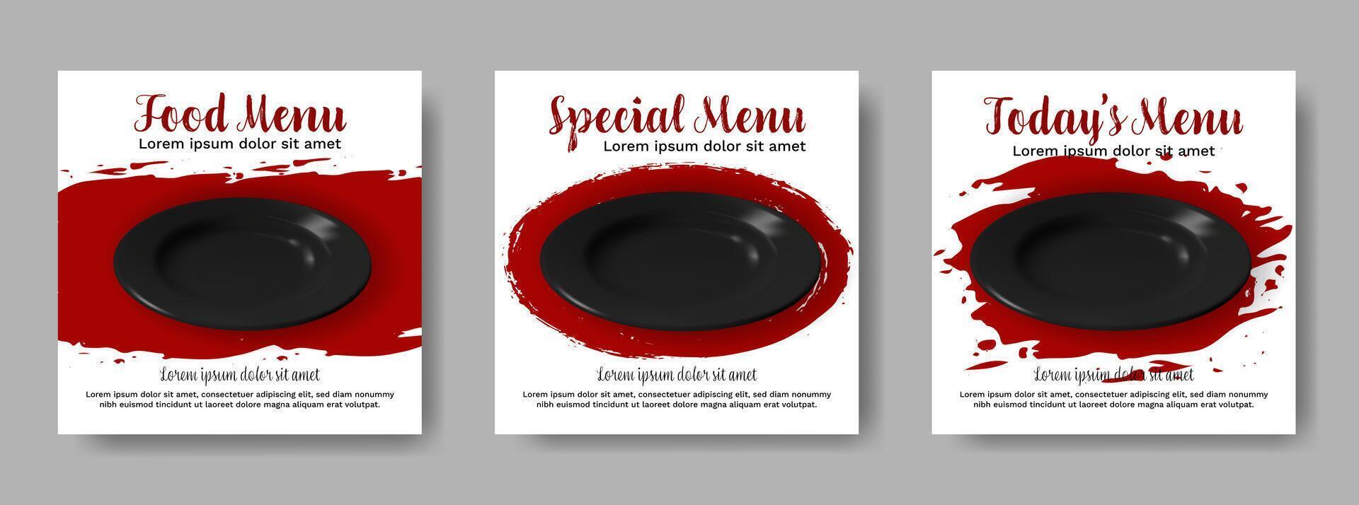Fast food restaurant social media post template with grunge design. vector