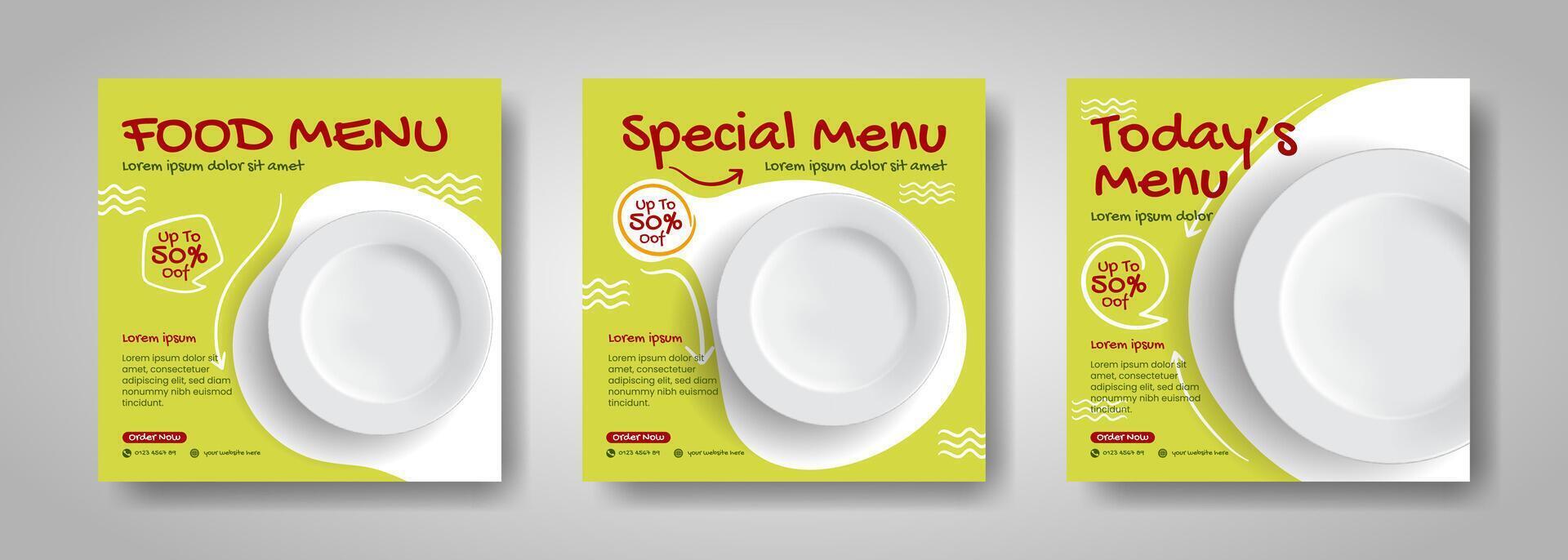 Food banner social media post template ads. Editable social media templates for promotions. Layout design for marketing on social media. vector