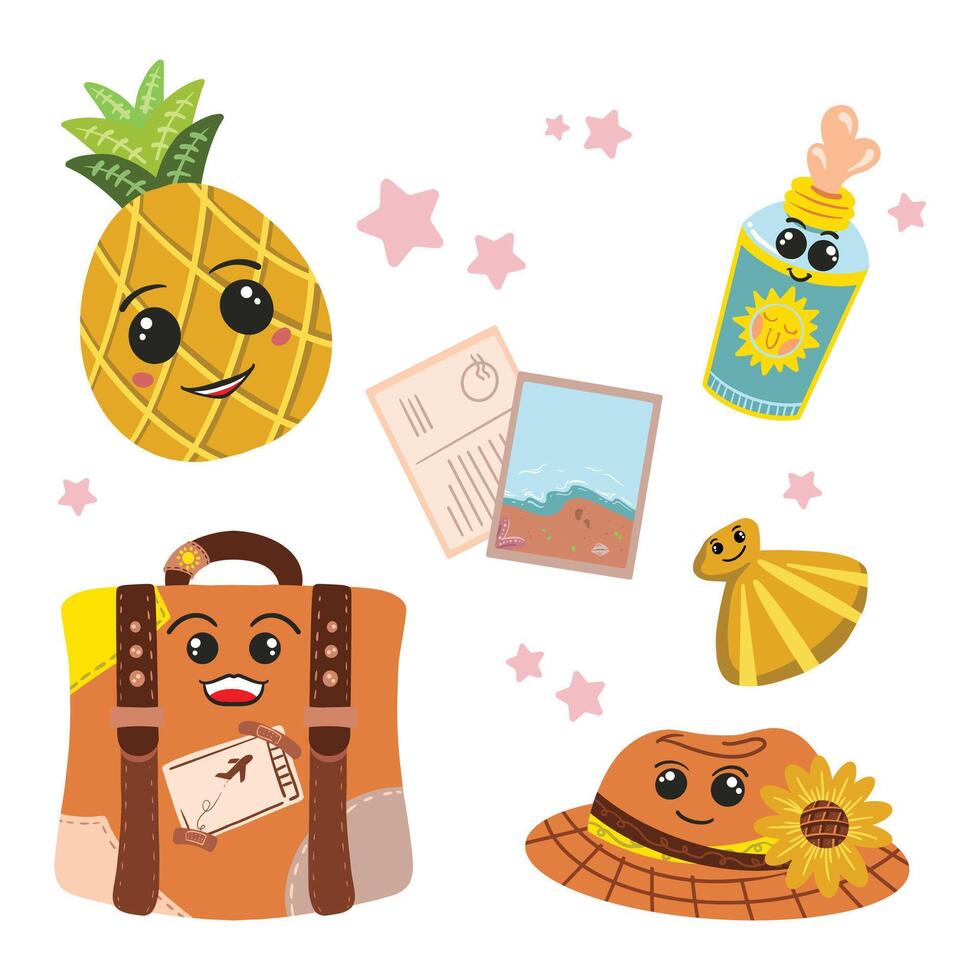 Hand drawn summer element collection vector