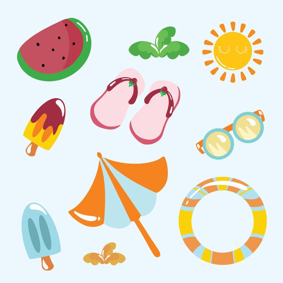 Set of Element Summer Holiday at the Beach vector