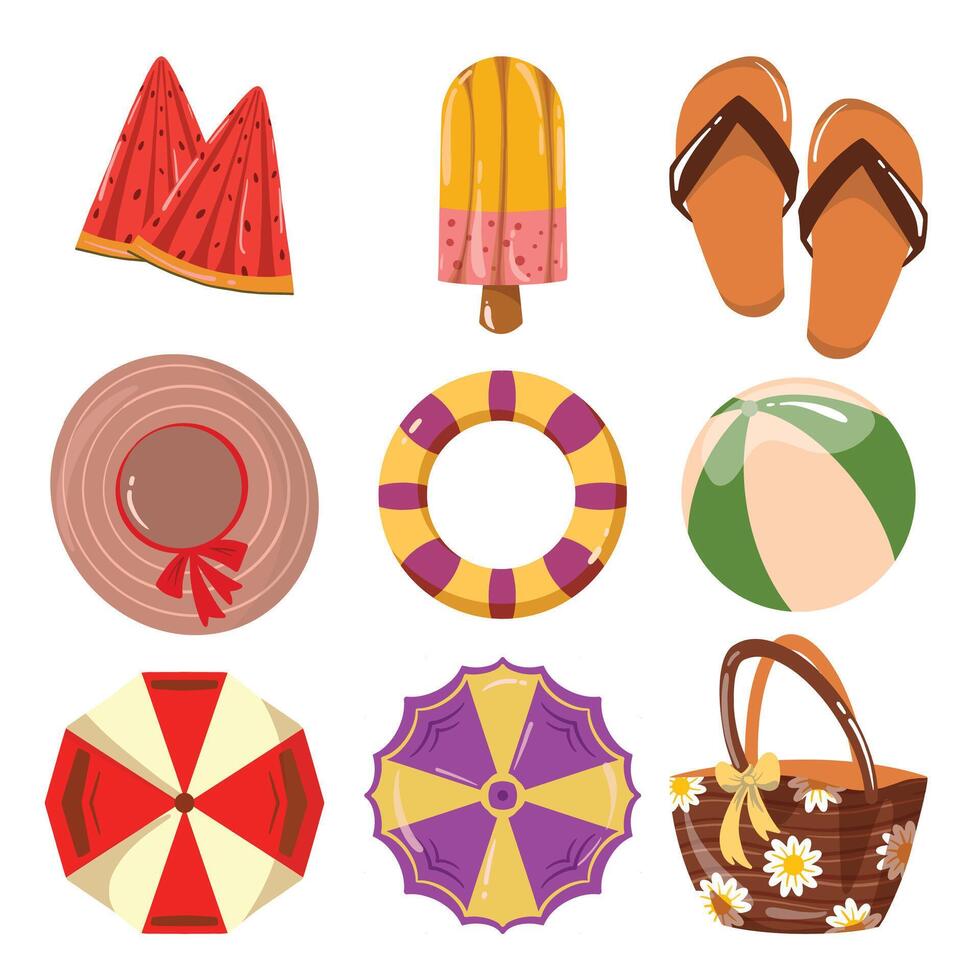 Set of Swimming Pool accessories for summer vector