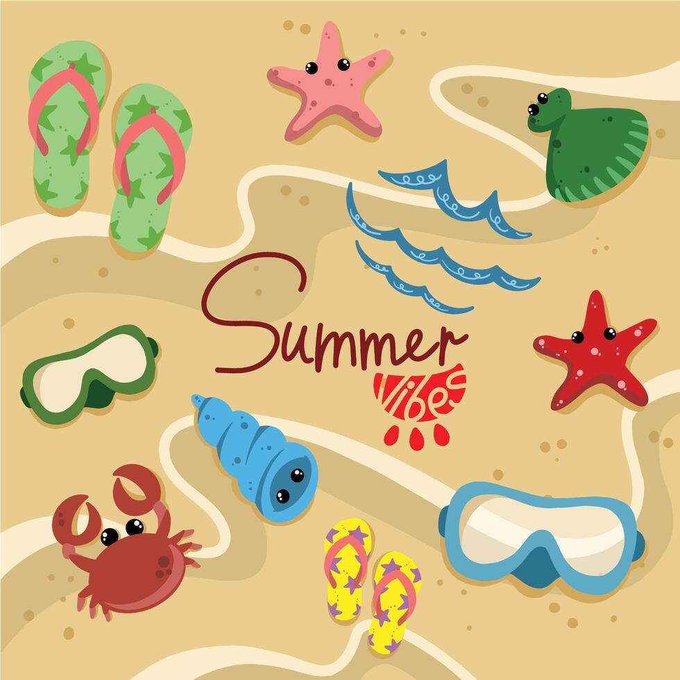 Summer icon with Beach Elements vector
