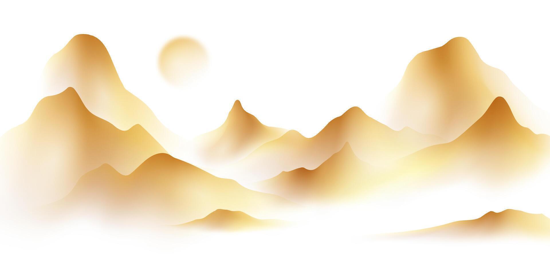 Modern design illustration of beautiful Chinese ink landscape painting. vector