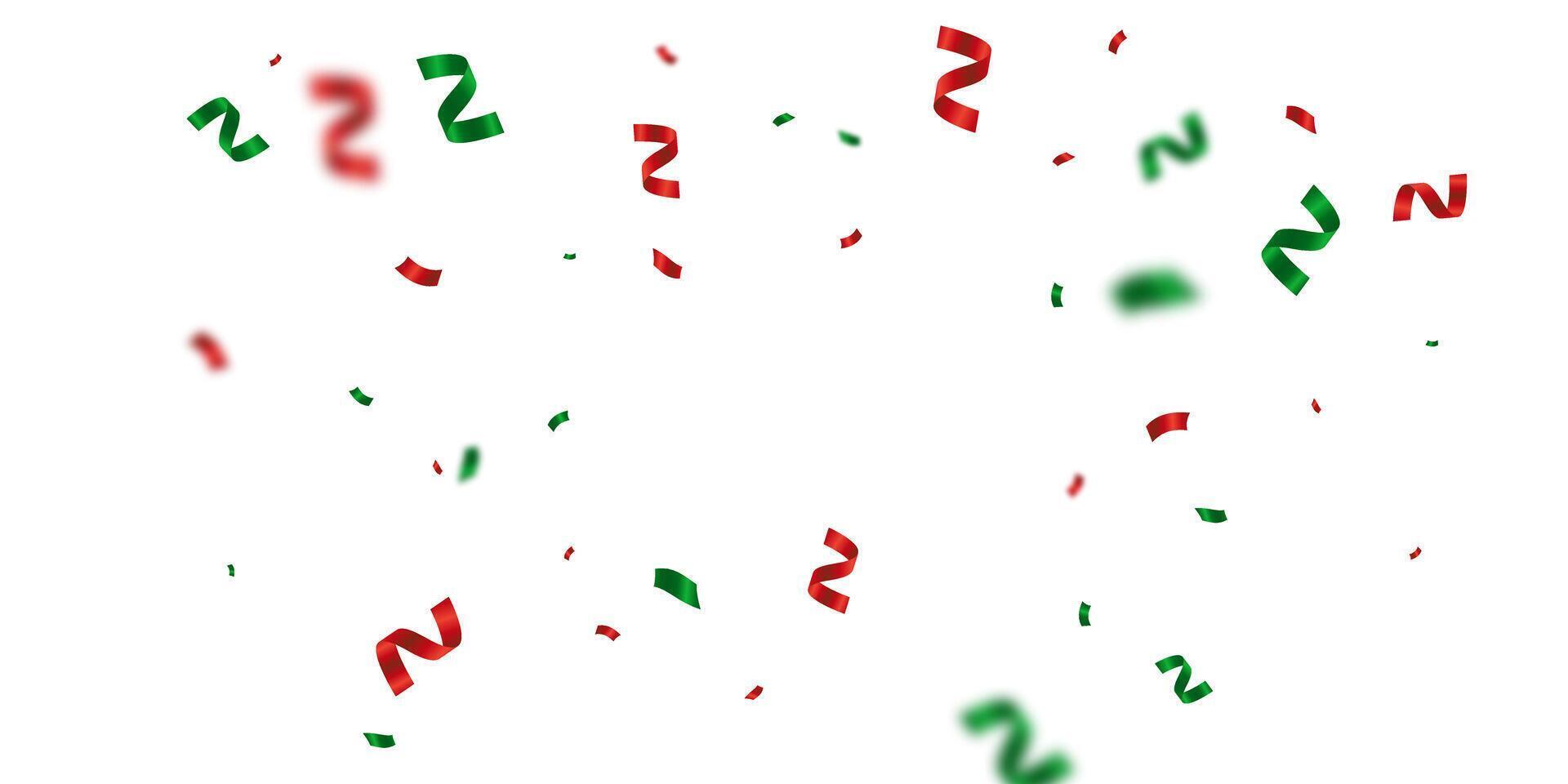 Stunning green and red confetti background that zigzags down for celebration. Festive decoration illustration vector