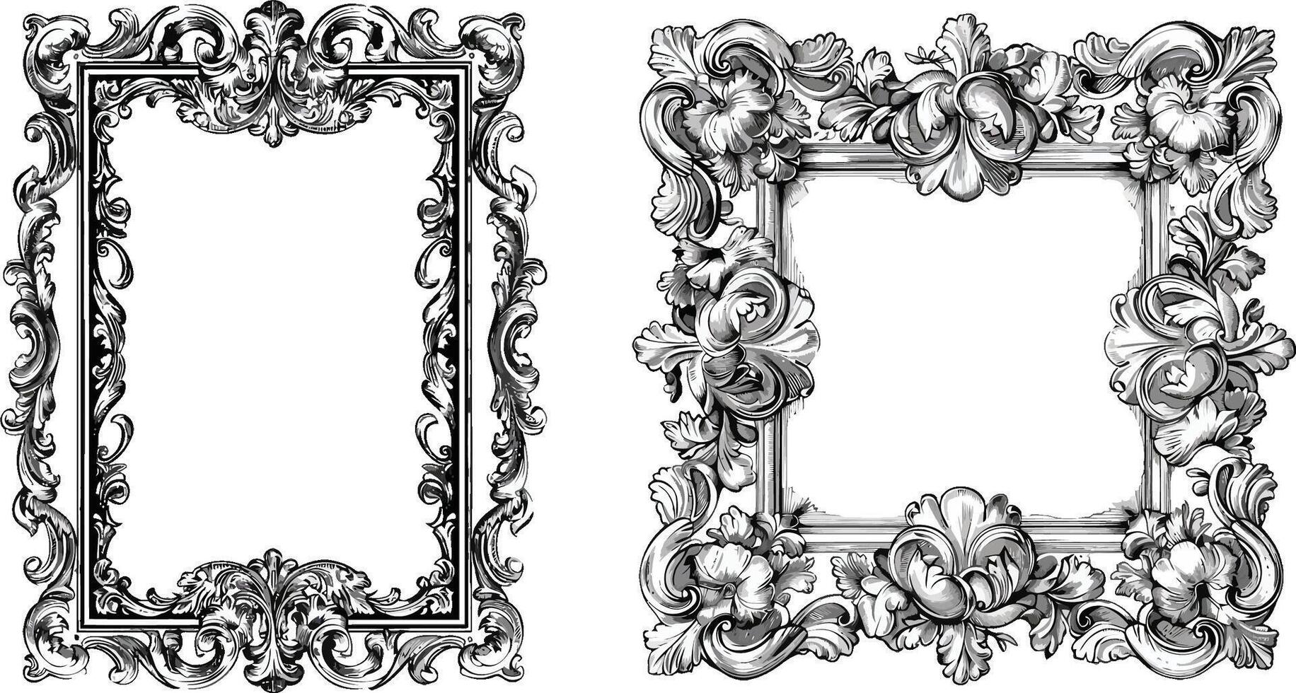 Luxurious Oriental Floral Square Brocade Patterns, Perfect for Greeting Cards, Wedding Invitations, and Elegant Design Projects vector
