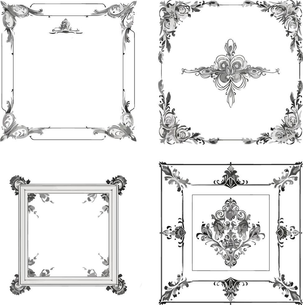 Set of 4 Minimalist Line Art Frame Designs, Individual Pages with Clean White Backgrounds, Perfect for Modern and Elegant Projects vector