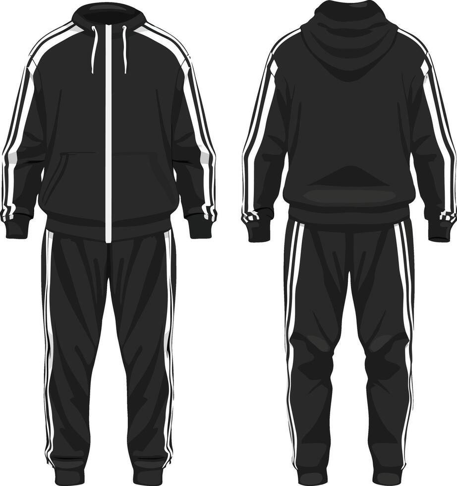 Modern and Minimalist Style Tracksuit Design in Black and White vector