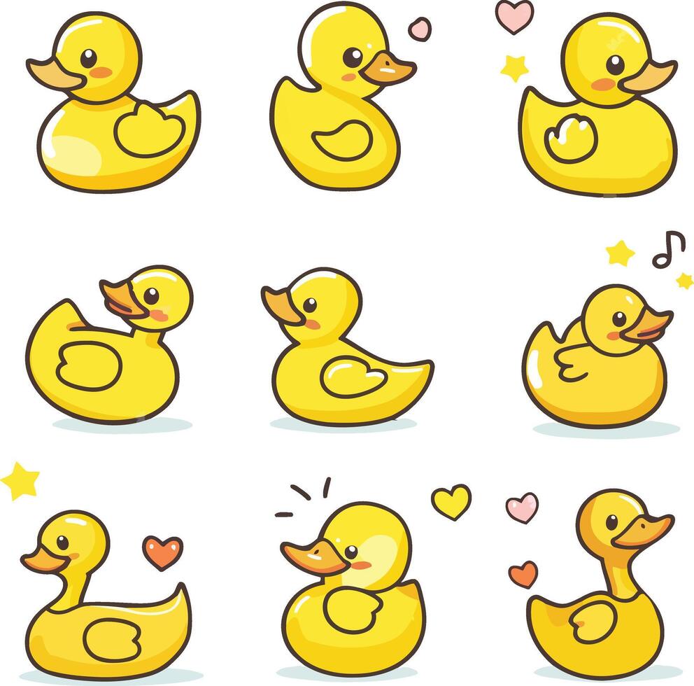 Yellow Rubber Duck on White Background, Cute and Playful Design Template for Business or Children's Projects vector