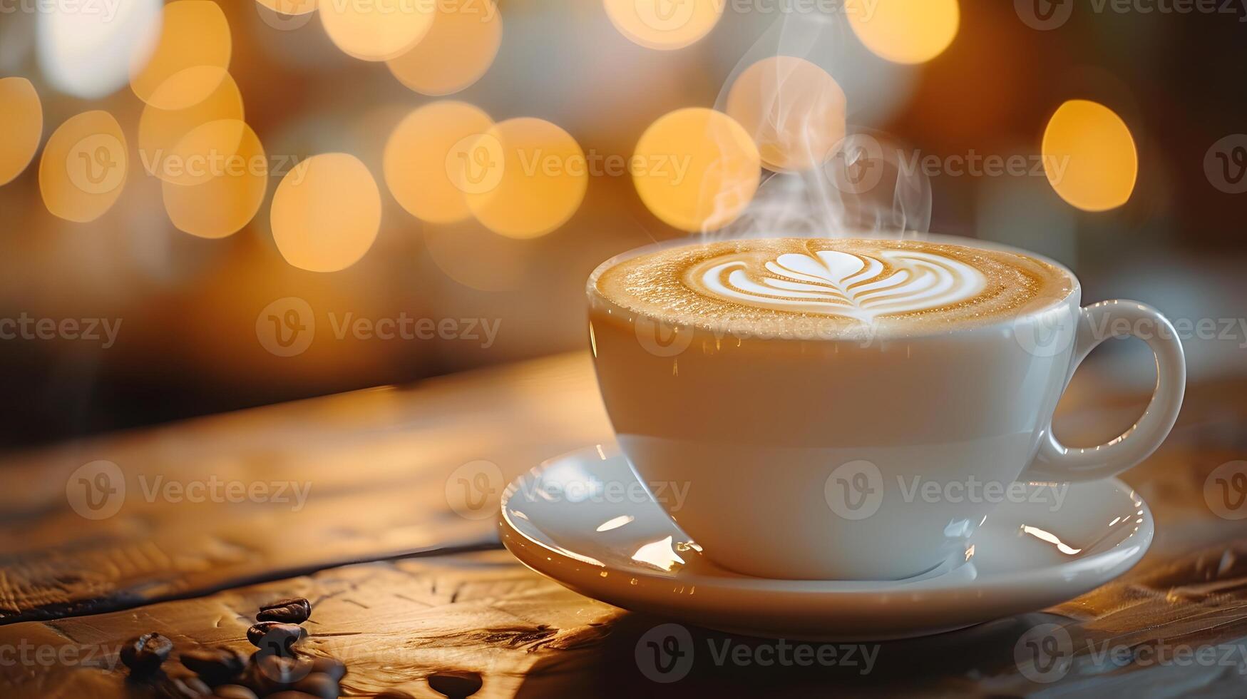 cappuccino with latte art photo