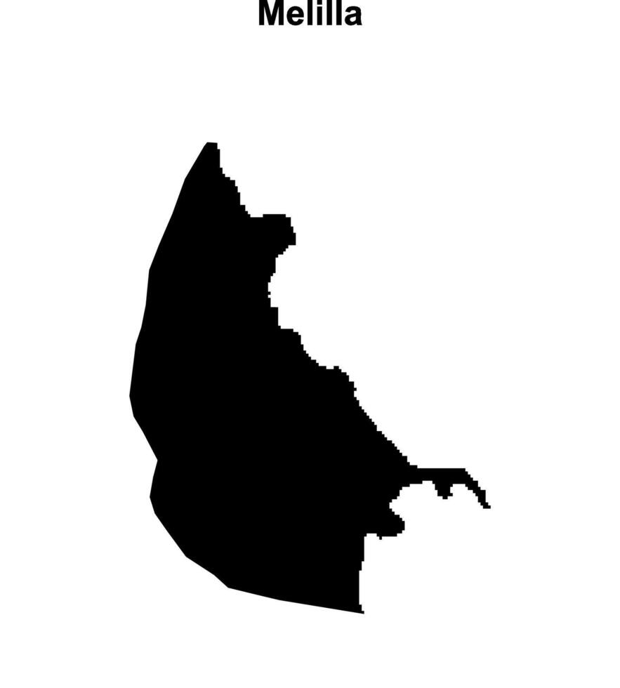 Melilla blank outline map vector