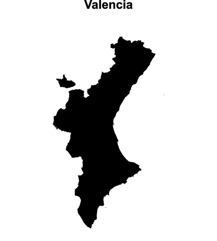 Valencia blank outline map vector