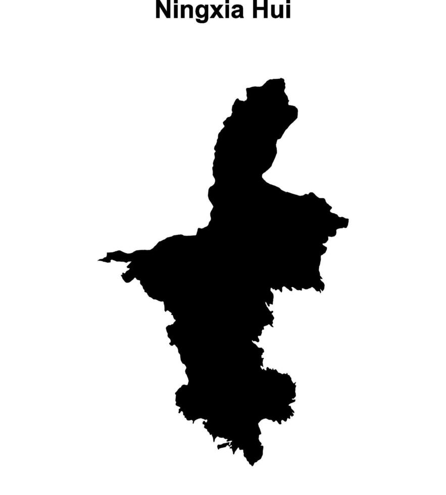 Ningxia Hui province blank outline map vector