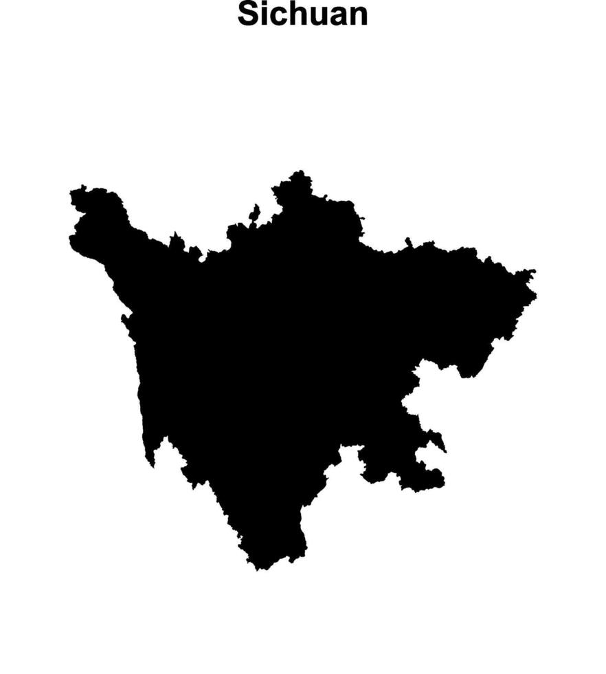 Sichuan province blank outline map vector