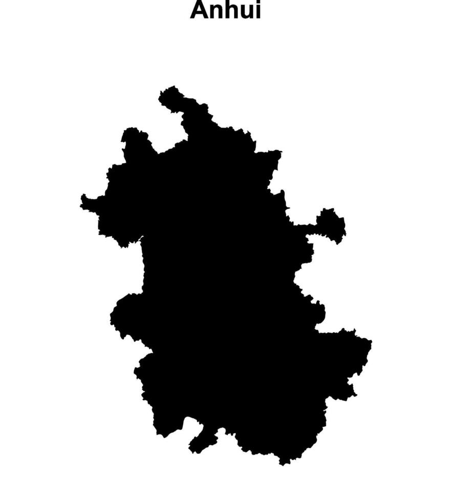 Anhui province blank outline map vector