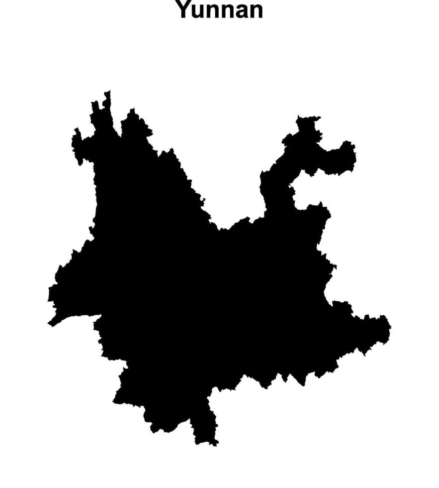 Yunnan province blank outline map vector