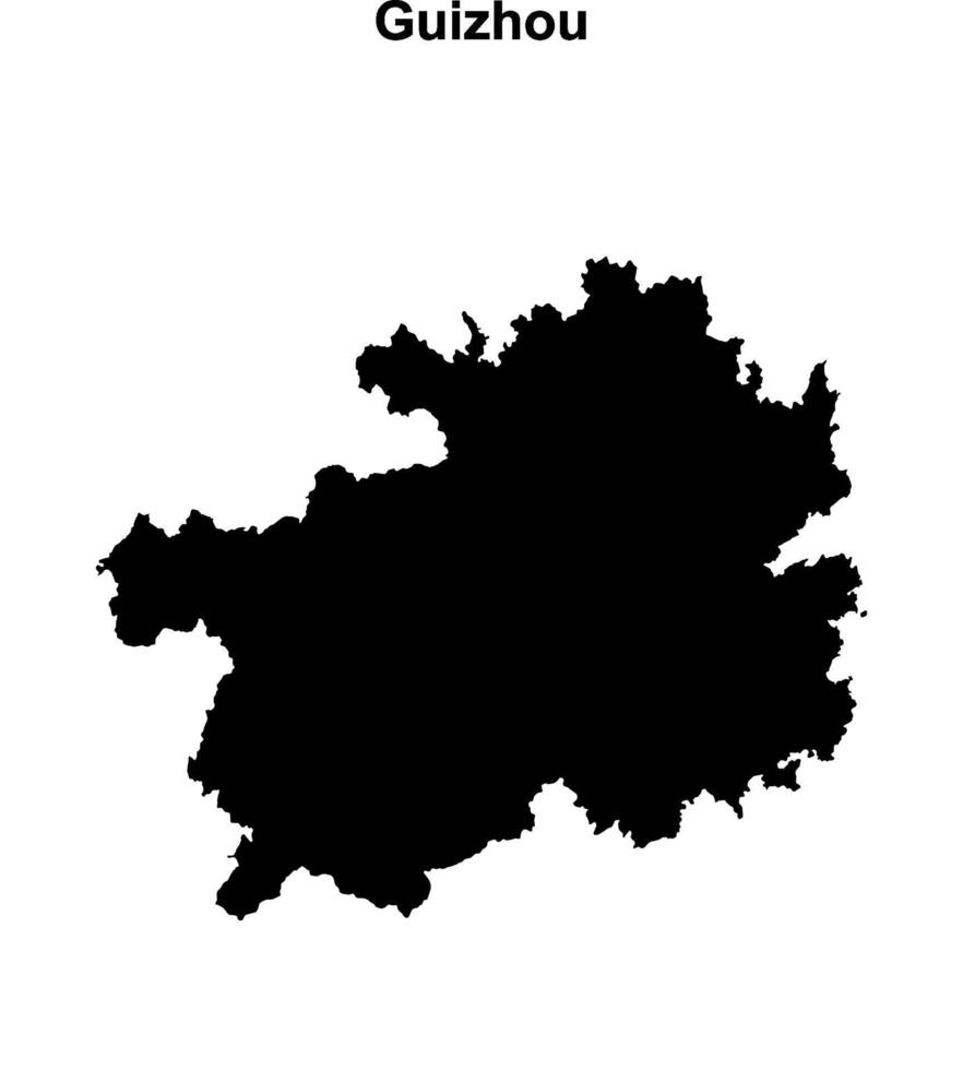 Guizhou province blank outline map vector