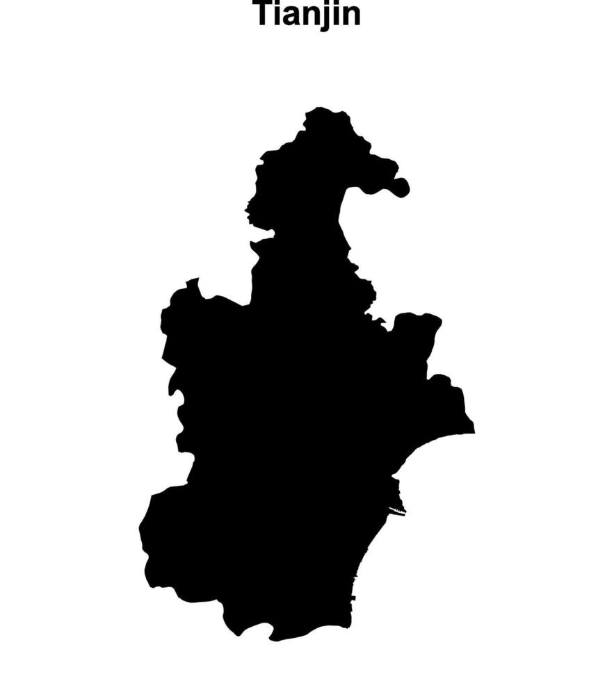 Tianjin province blank outline map vector