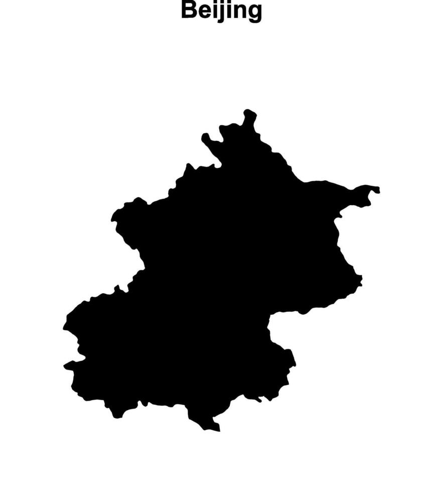 Beijing province blank outline map vector