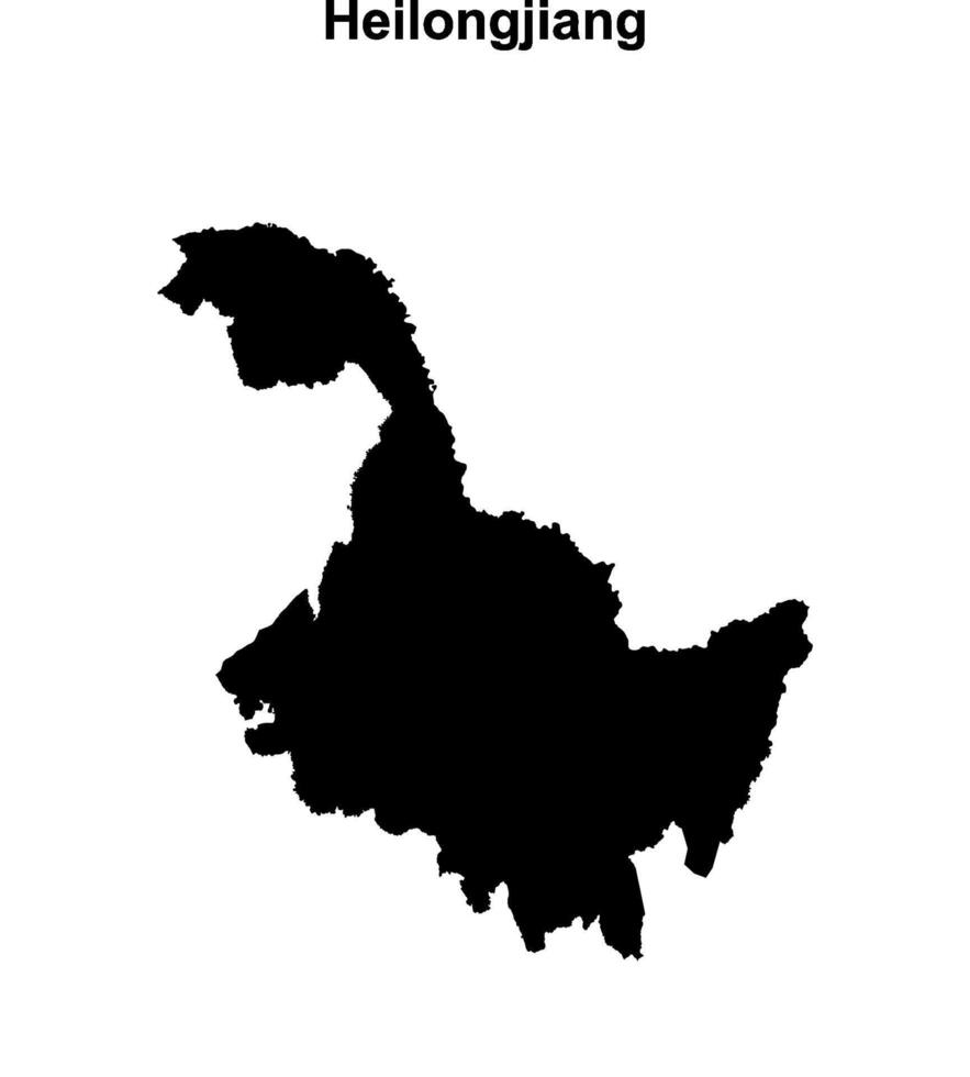 Heilongjiang province blank outline map vector