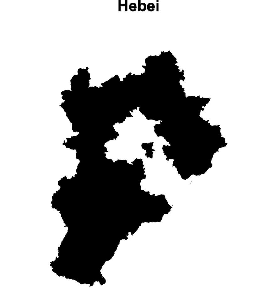 Hebei province blank outline map vector