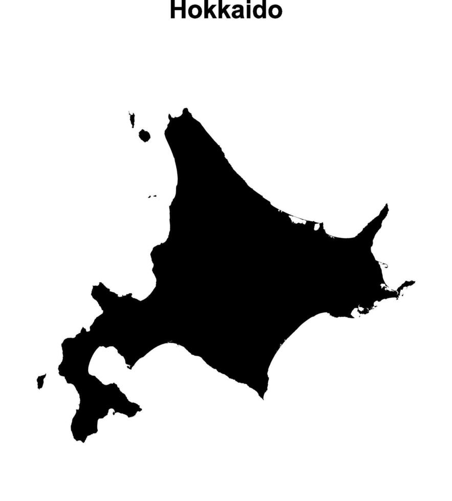 Hokkaido prefecture blank outline map vector
