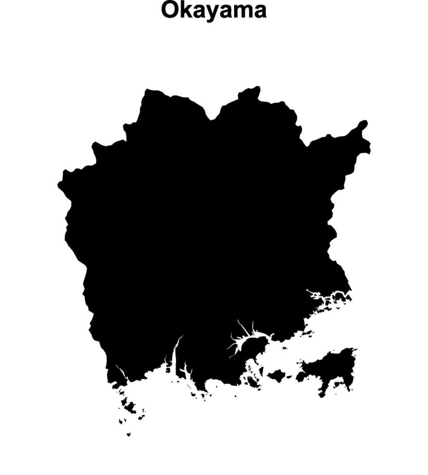 Okayama prefecture blank outline map vector