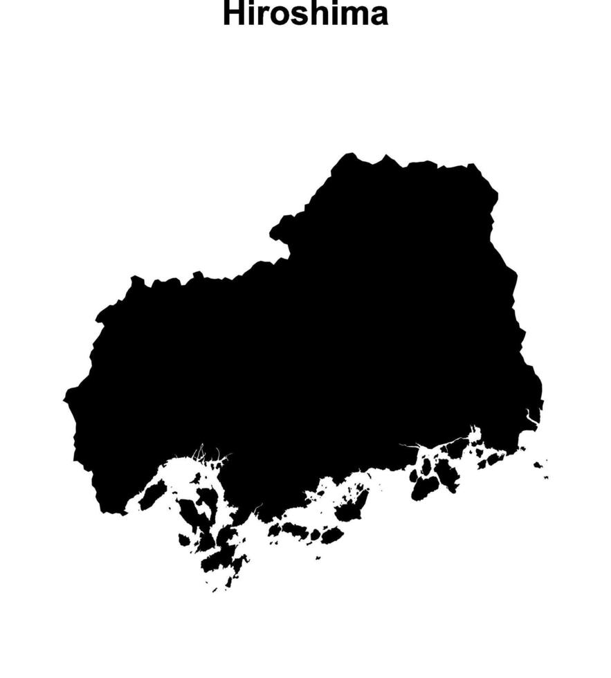 Hiroshima prefecture blank outline map vector