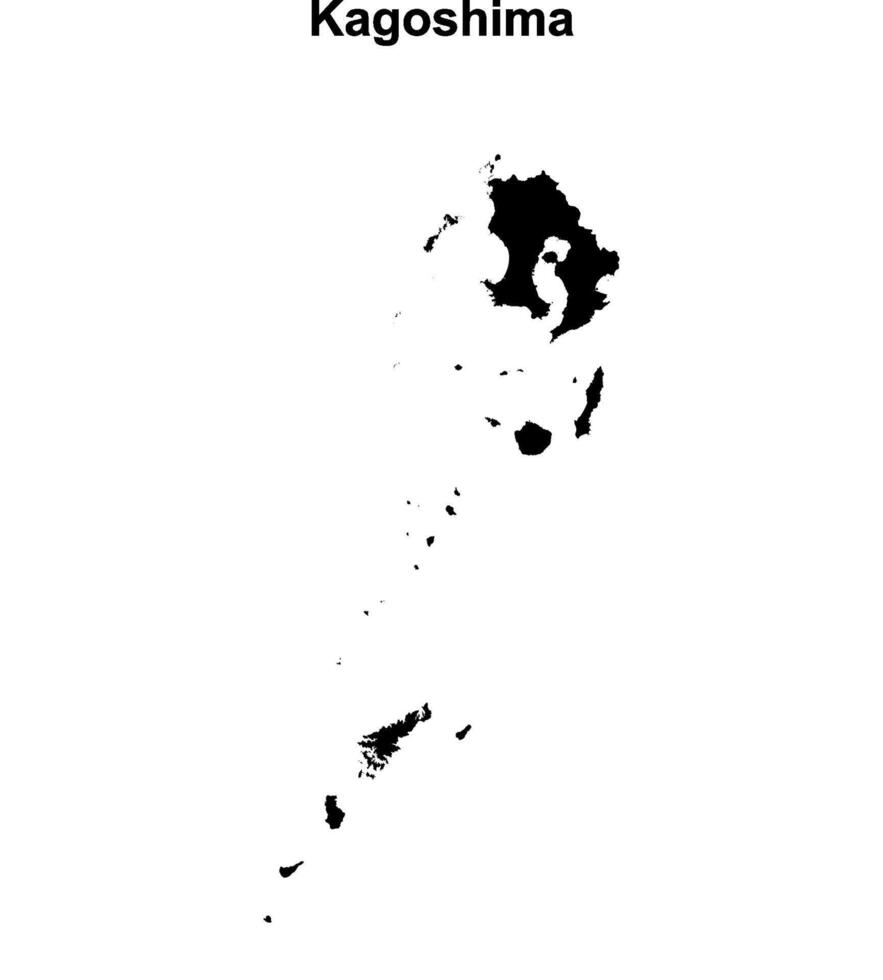 Kagoshima prefecture blank outline map vector