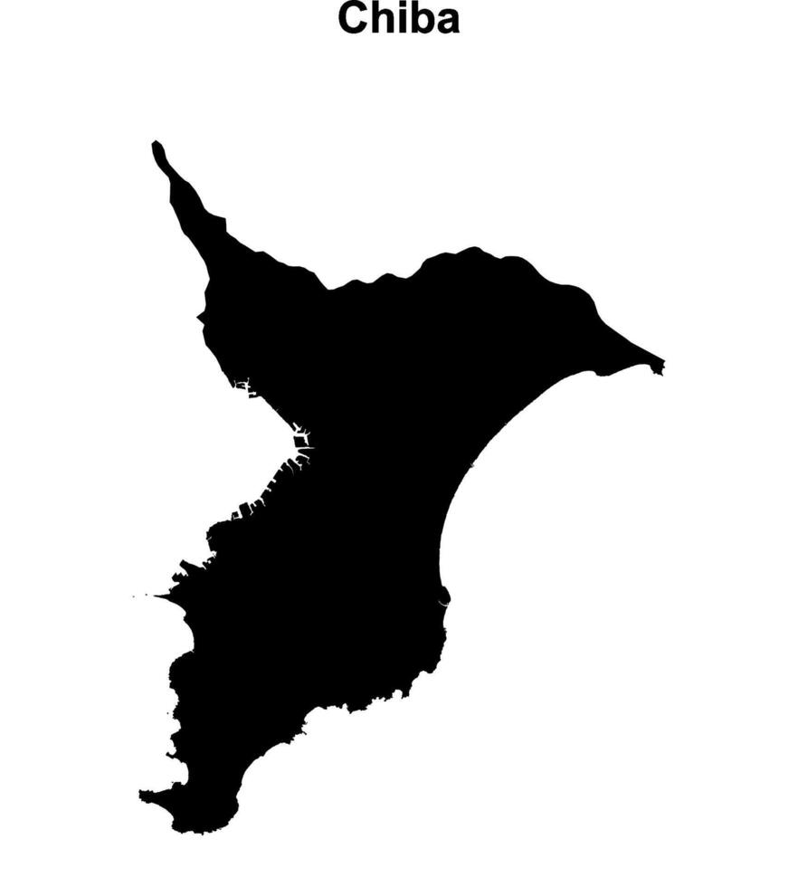 Chiba prefecture blank outline map vector