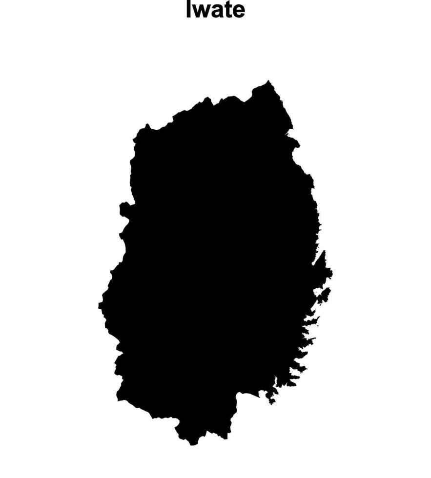Iwate prefecture blank outline map vector