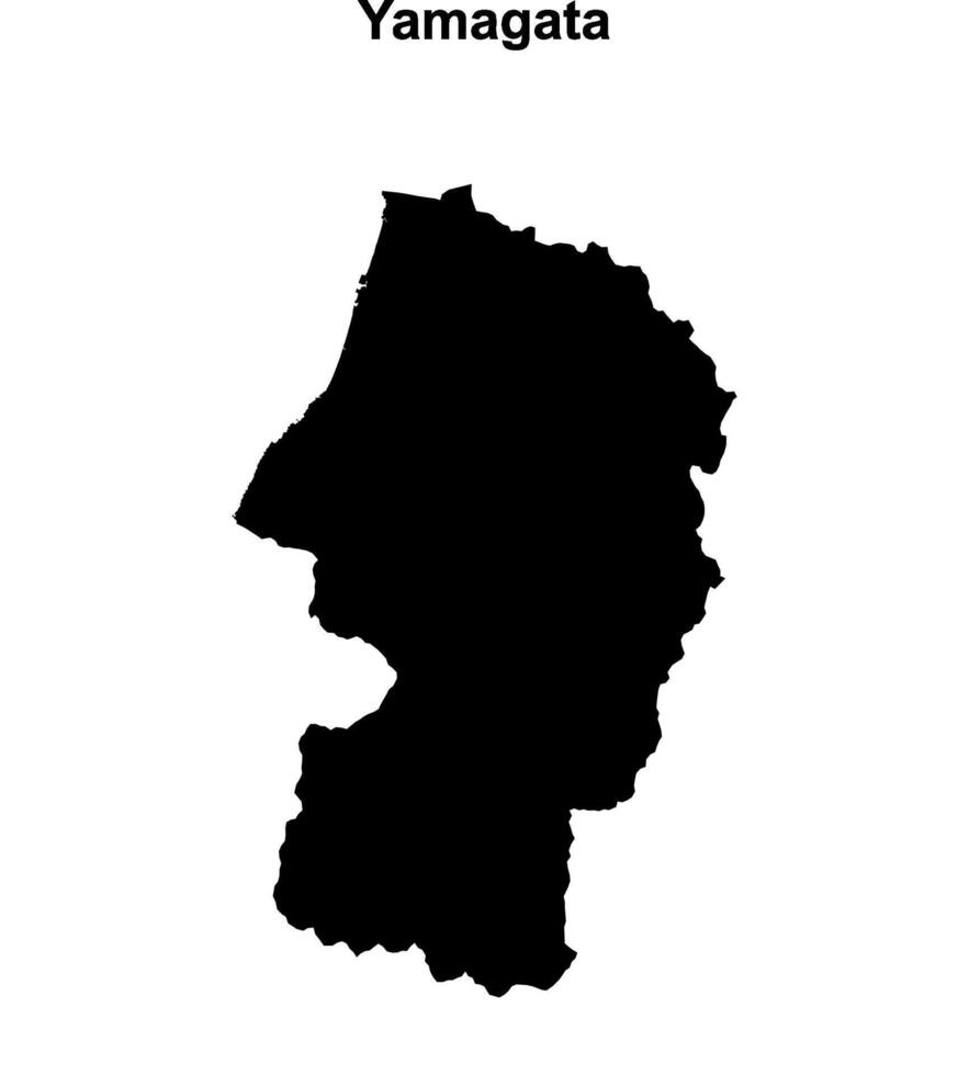 Yamagata prefecture blank outline map vector