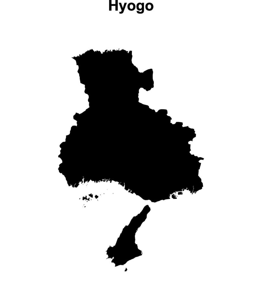 Hyogo prefecture blank outline map vector