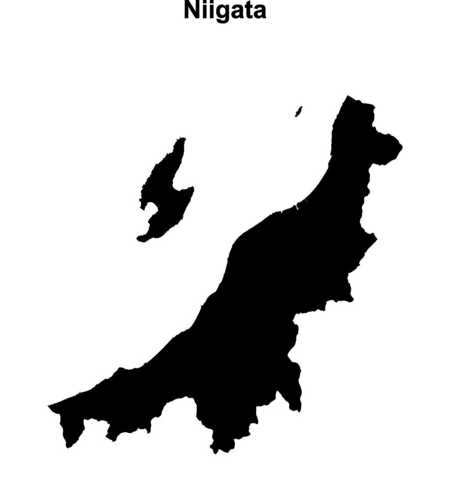 Niigata prefecture blank outline map vector