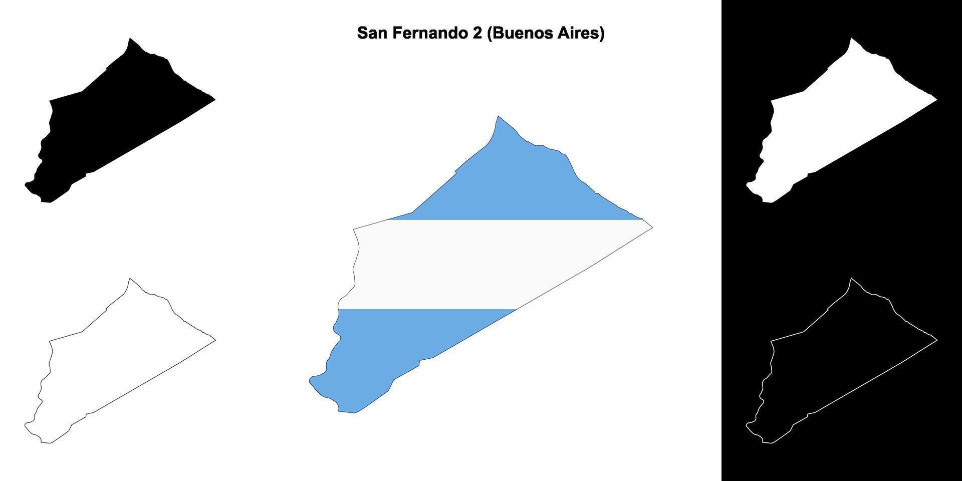 San Fernando 2 department, Buenos Aires outline map set vector