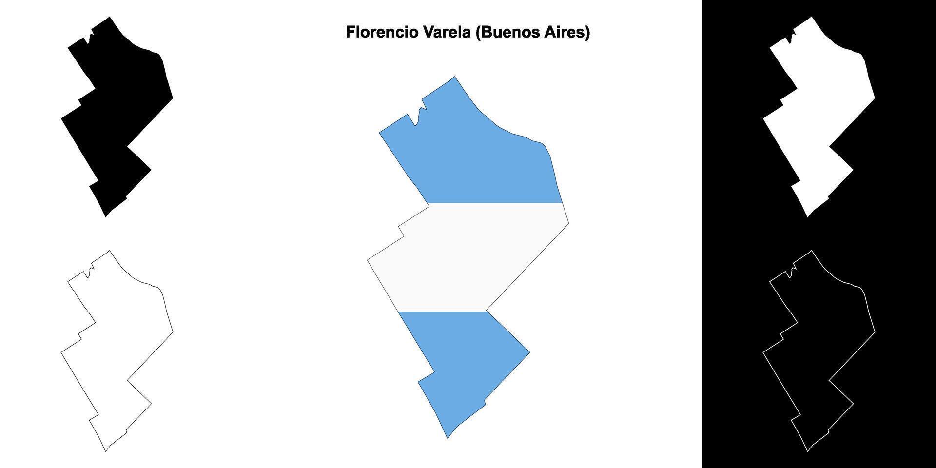Florencio Varela department, Buenos Aires outline map set vector