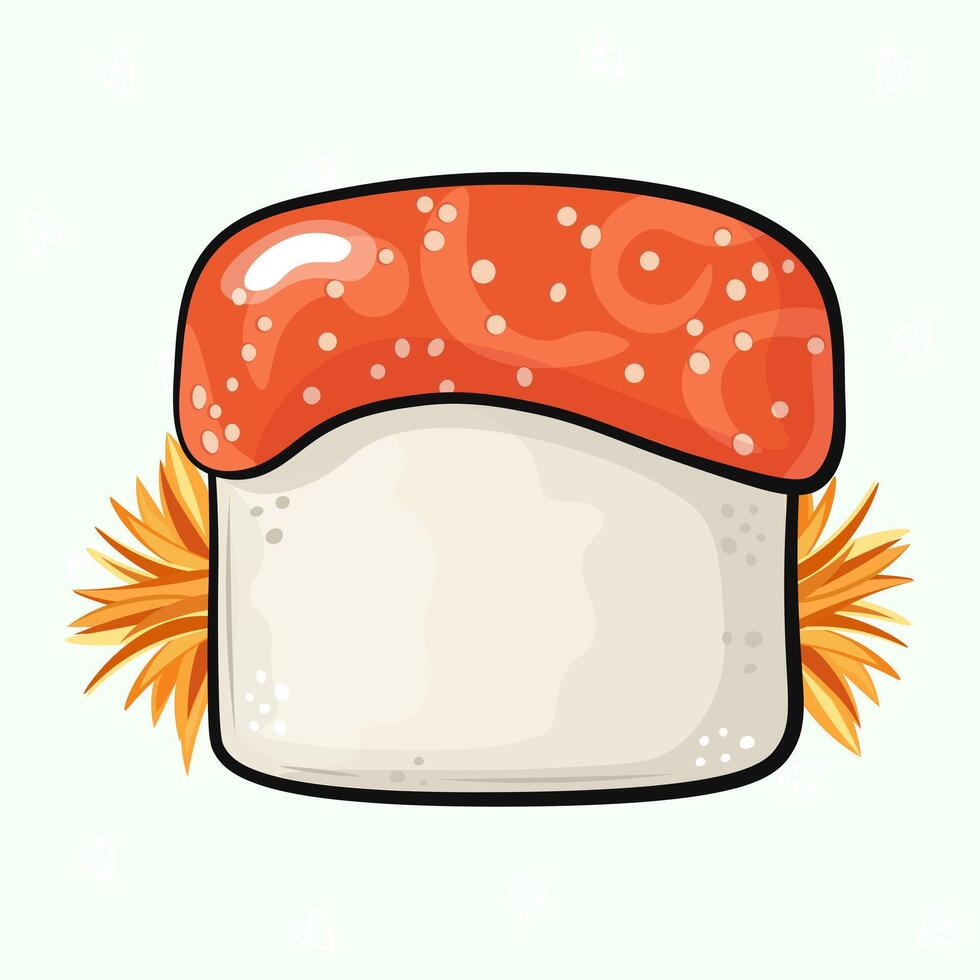 Cute funny Sushi. hand drawn cartoon kawaii character illustration icon. Isolated on green background. Sushi character concept vector