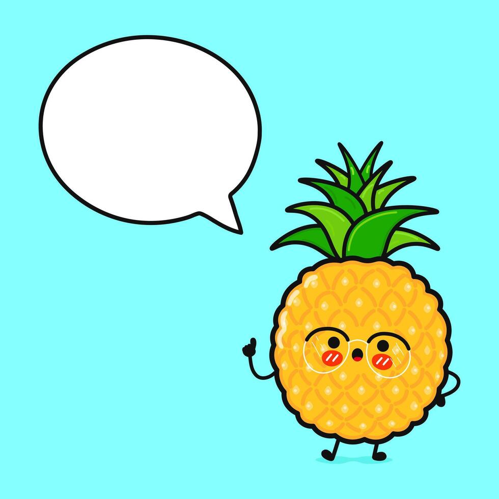 Pineapple with speech bubble vector