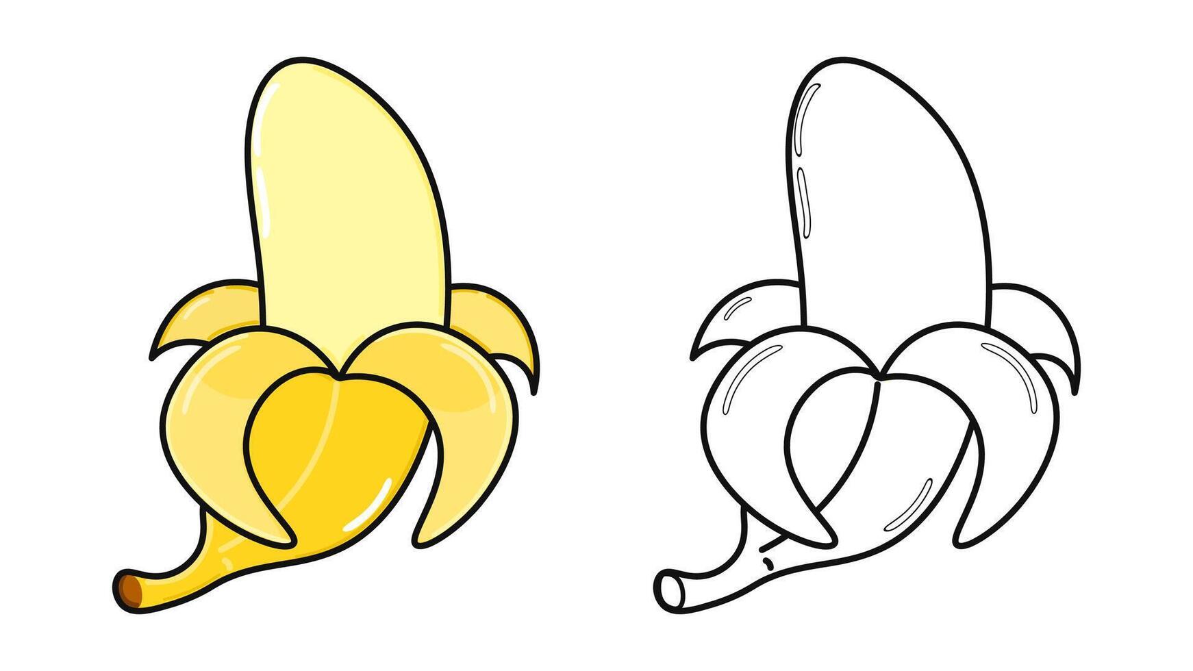 Cute Banana. Outline cartoon illustration for coloring book vector