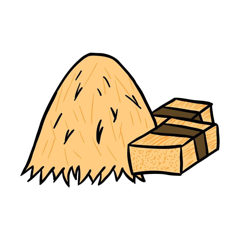 Cute kawaii haystack clipart illustration vector