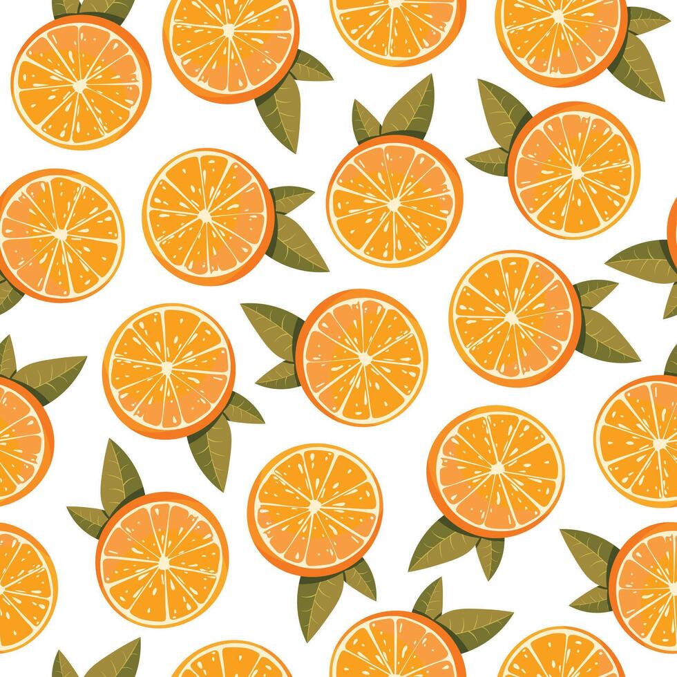 Seamless pattern with bright and juicy oranges. vector