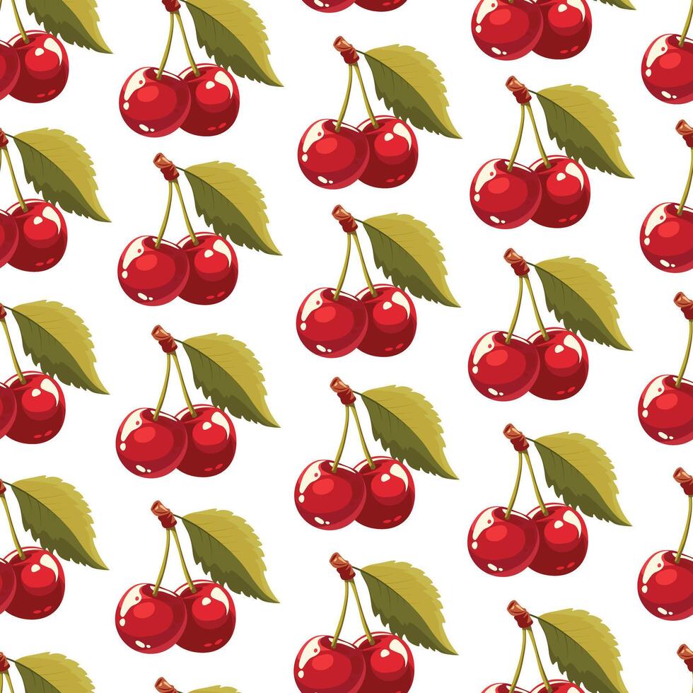 Seamless pattern with sweet red cherries. vector