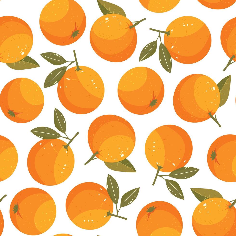 Seamless pattern with bright and juicy oranges. vector