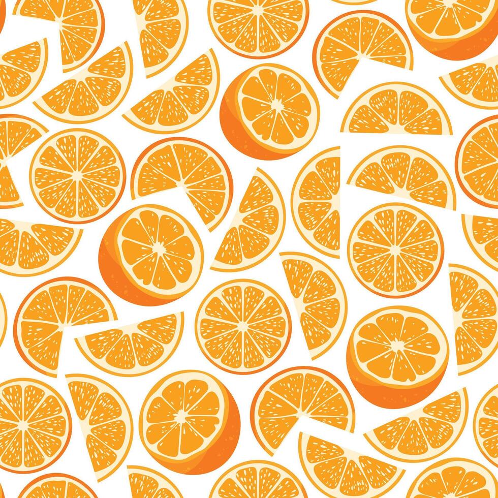 Seamless pattern with bright and juicy oranges. vector